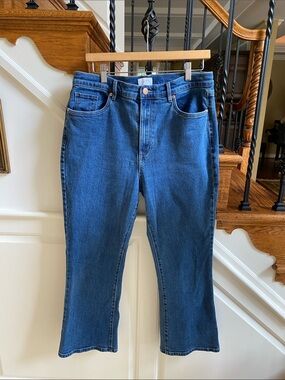 LOFT High Rise Flare Crop Jeans, Medium Blue Denim